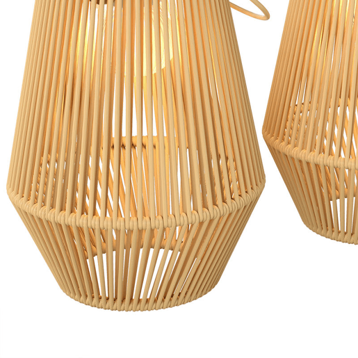 Outsunny Conjunto de 2 Lanternas Solares de Exterior, Luzes de Jardim de Rattan Suspensas com Ligação e Desligamento Automático, IP44, Alça, Lâmpadas para Terraço, Varanda, Pátio, 16x16x21 cm, Castanho