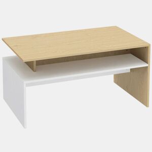 HOMCOM Mesa de Centro Moderna, Mesa Baixa para Sala de Estar com Compartimento, 95x55x50 cm Madeira e Branco