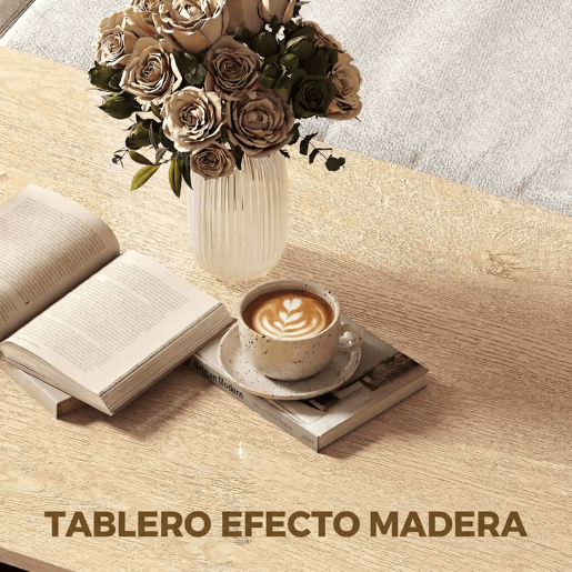 HOMCOM Mesa de Centro Moderna, Mesa Baixa para Sala de Estar com Compartimento, 95x55x50 cm Madeira e Branco