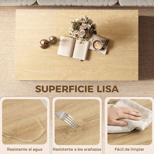 HOMCOM Mesa de Centro Moderna, Mesa Baixa para Sala de Estar com Compartimento, 95x55x50 cm Madeira e Branco