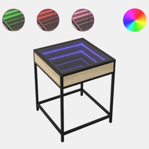 Mesa de Centro, Mesa baixa, luzes LED Infinity 40x40x51 cm carvalho sonoma