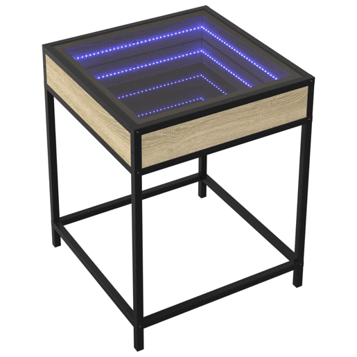 Mesa de Centro, Mesa baixa, luzes LED Infinity 40x40x51 cm carvalho sonoma