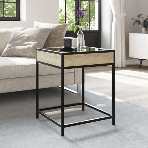 Mesa de Centro, Mesa baixa, luzes LED Infinity 40x40x51 cm carvalho sonoma