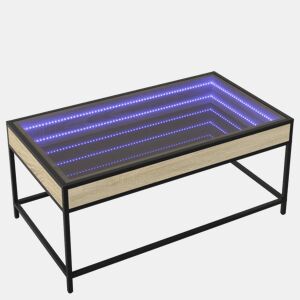 Mesa de Centro, Mesa baixa, luzes LED Infinity 90x50x41 cm carvalho sonoma