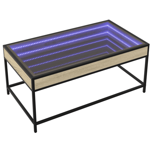 Mesa de Centro, Mesa baixa, luzes LED Infinity 90x50x41 cm carvalho sonoma