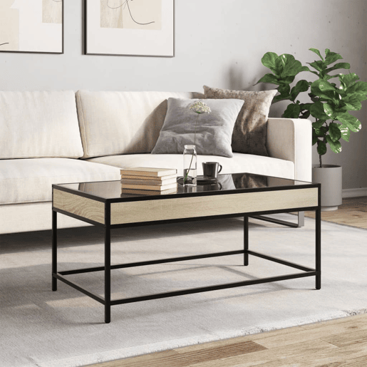 Mesa de Centro, Mesa baixa, luzes LED Infinity 90x50x41 cm carvalho sonoma