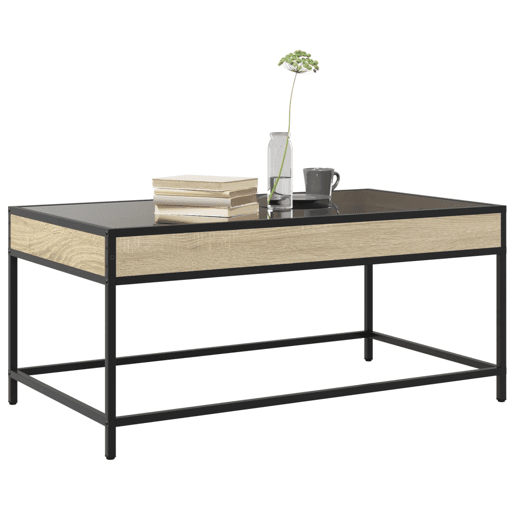 Mesa de Centro, Mesa baixa, luzes LED Infinity 90x50x41 cm carvalho sonoma