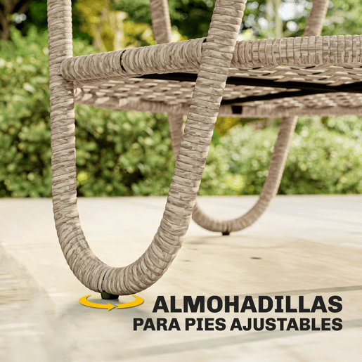 Outsunny Mesa de Jardim Exterior em Ratã, Mesinha Auxiliar de Jardim com Prateleira, Tampo em Vidro Temperado, Estrutura em Metal, para Terraço, Pátio, Varanda, 65x65x50 cm, Amarelo