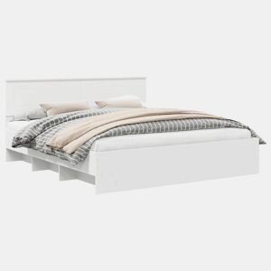 Estrutura De Cama De Casal Simple King Size - Branco 200 x 200 cm Madeira processada