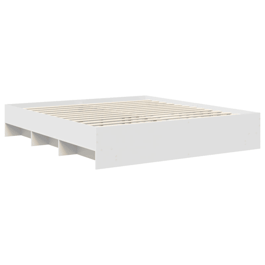 Estrutura De Cama De Casal Simple King Size - Branco 200 x 200 cm Madeira processada