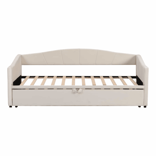 Cama com gavetão de veludo 180x200 cm - estrado - bege