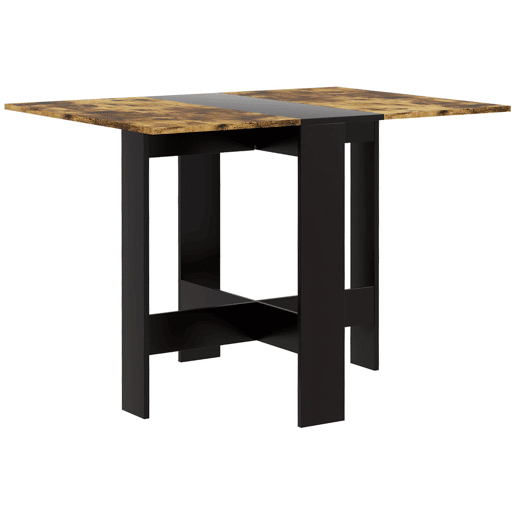 HOMCOM Mesa Dobrável de Jantar Mesa de Cozinha Dobrável com Abas Rebatíveis para Sala Espaço Pequeno 103x76x73,5 cm Preto e Castanho Rústico