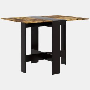 HOMCOM Mesa Dobrável de Jantar Mesa de Cozinha Dobrável com Abas Rebatíveis para Sala Espaço Pequeno 103x76x73,5 cm Preto e Castanho Rústico