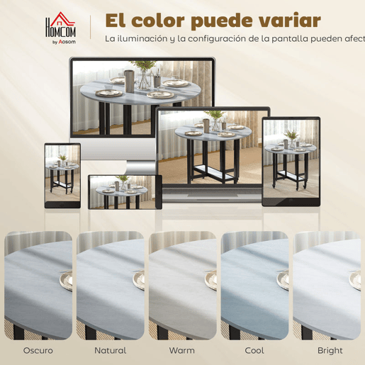 HOMCOM Mesa Dobrável de Jantar para 2-4 Pessoas Mesa de Cozinha Dobrável com Rodas Tampo Abatível Prateleira Aberta para Sala 100x100x75 cm Cinzento Cimento