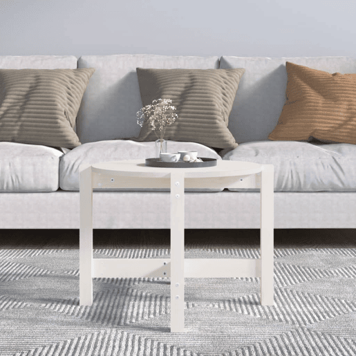 Mesa de Centro, Mesa baixa, Ø 62,5x45 cm madeira de pinho maciça branco