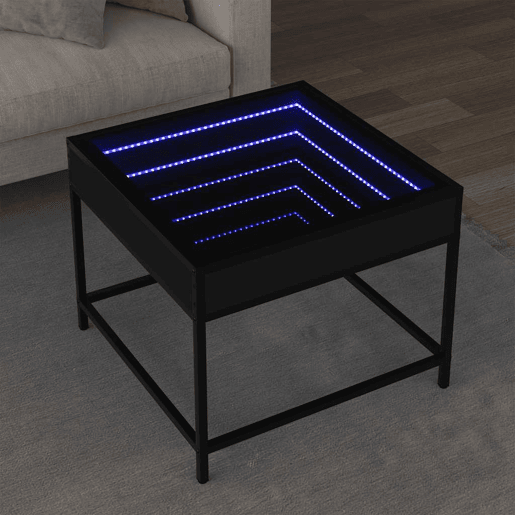 Mesa de Centro, Mesa baixa, c luzes LED Infinity 50x50x41 cm preto