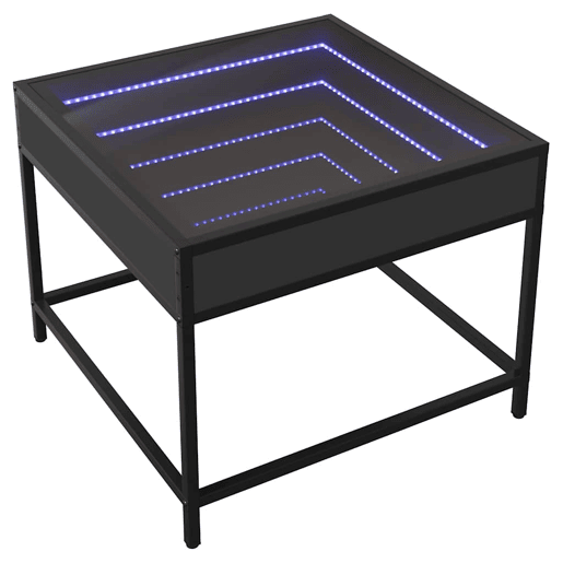 Mesa de Centro, Mesa baixa, c luzes LED Infinity 50x50x41 cm preto