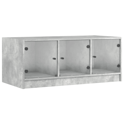 Mesa de Centro, Mesa baixa, c portas de vidro 102x50x42 cm cinza cimento