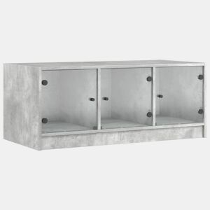 Mesa de Centro, Mesa baixa, c portas de vidro 102x50x42 cm cinza cimento