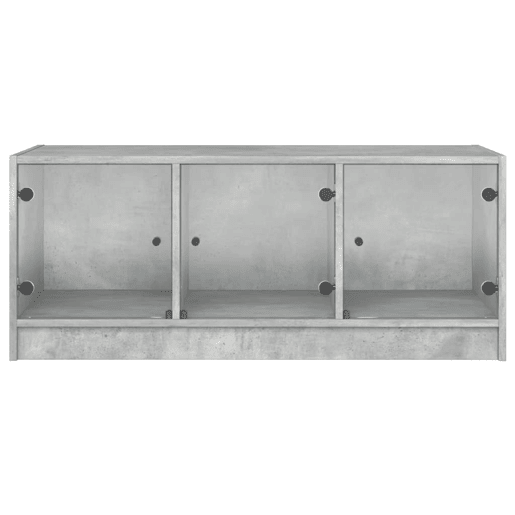 Mesa de Centro, Mesa baixa, c portas de vidro 102x50x42 cm cinza cimento