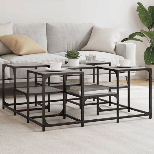 Mesa de Centro, Mesa baixa, 91x91x40 cm derivados de madeira cinzento sonoma