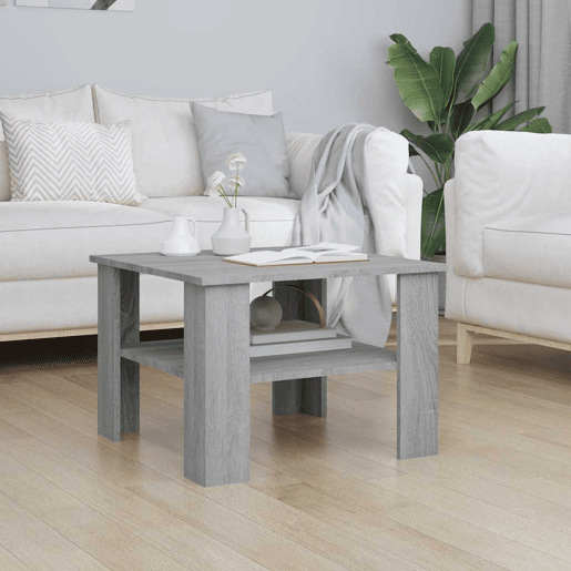 Mesa de Centro, Mesa baixa, 60x60x42 cm derivados de madeira cinzento sonoma
