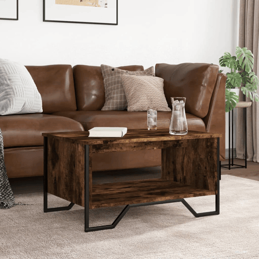 Mesa de Centro, Mesa baixa, 75x51x40 cm derivados de madeira carvalho fumado