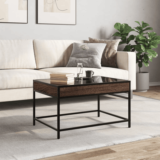 Mesa de Centro, Mesa baixa, luzes LED Infinity 70x50x41 cm carvalho castanho