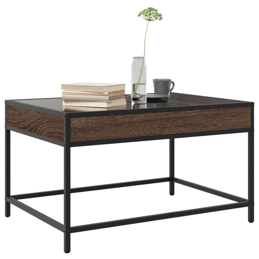 Mesa de Centro, Mesa baixa, luzes LED Infinity 70x50x41 cm carvalho castanho