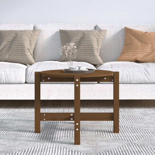 Mesa de Centro, Mesa baixa, Ø 62,5x45 cm madeira pinho maciça castanho-mel