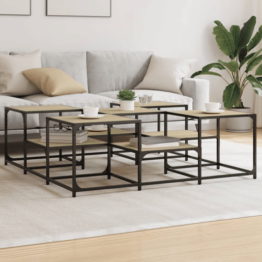 Mesa de Centro, Mesa baixa, 121x121x40 derivados de madeira carvalho sonoma
