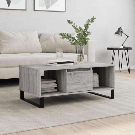 Mesa de Centro, Mesa baixa, 90x50x36,5 cm derivados madeira cinzento sonoma
