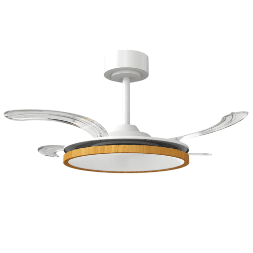 HOMCOM Ventoinha de Teto com Luz LED 80 W Motor DC Reversível Ventoinha de Teto Silenciosa Controlo Remoto 6 Velocidades 3 Cores, Temporizador para Sala Ø95 cm Branco e Madeira