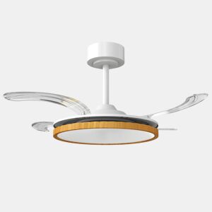 HOMCOM Ventoinha de Teto com Luz LED 80 W Motor DC Reversível Ventoinha de Teto Silenciosa Controlo Remoto 6 Velocidades 3 Cores, Temporizador para Sala Ø95 cm Branco e Madeira