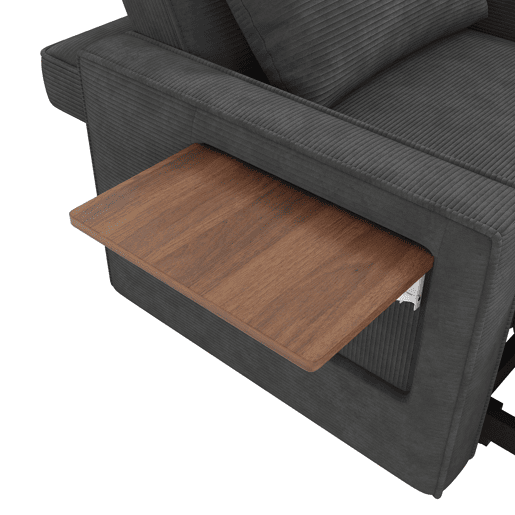 Sofá-cama multifuncional de 1 lugar - com porta USB, suporte para telemóvel, compacto, cinzento