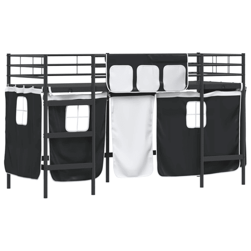 Estrutura de Cama Infantil Loft para Crianças com Cortinas Preto