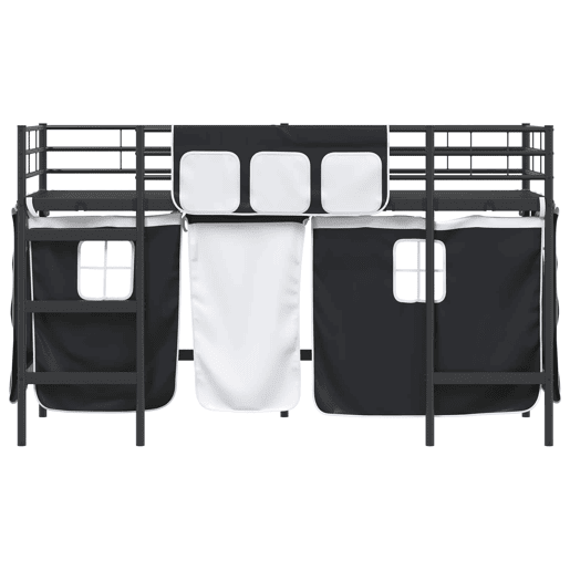 Estrutura de Cama Infantil Loft para Crianças com Cortinas Preto