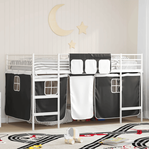 Estrutura de Cama Infantil Loft para Crianças com Cortinas 90 x 201 cm Estrutura de Cama Infantil Loft para Crianças com Cortinas 90 x 201 cm