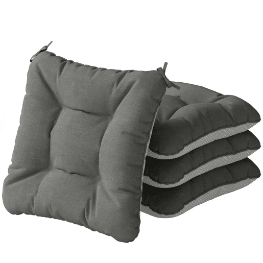 Outsunny Conjunto de 4 Almofadas para Cadeiras Almofadas de Jardim Almofadas com Laços e Base Antiderrapante Impermeáveis Proteção UV30+ para Interior e Exterior 39,5x39,5x10 cm Cinzento Escuro