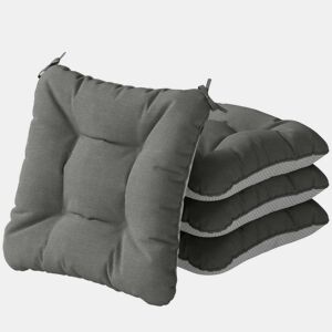 Outsunny Conjunto de 4 Almofadas para Cadeiras Almofadas de Jardim Almofadas com Laços e Base Antiderrapante Impermeáveis Proteção UV30+ para Interior e Exterior 39,5x39,5x10 cm Cinzento Escuro