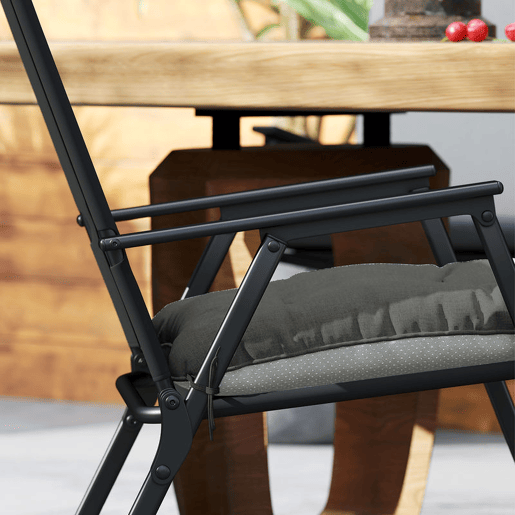 Outsunny Conjunto de 4 Almofadas para Cadeiras Almofadas de Jardim Almofadas com Laços e Base Antiderrapante Impermeáveis Proteção UV30+ para Interior e Exterior 39,5x39,5x10 cm Cinzento Escuro