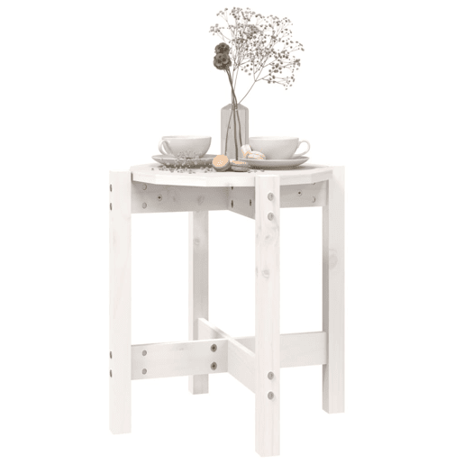 Mesa de Centro, Mesa baixa, Ø 42,5x45 cm madeira de pinho maciça branco