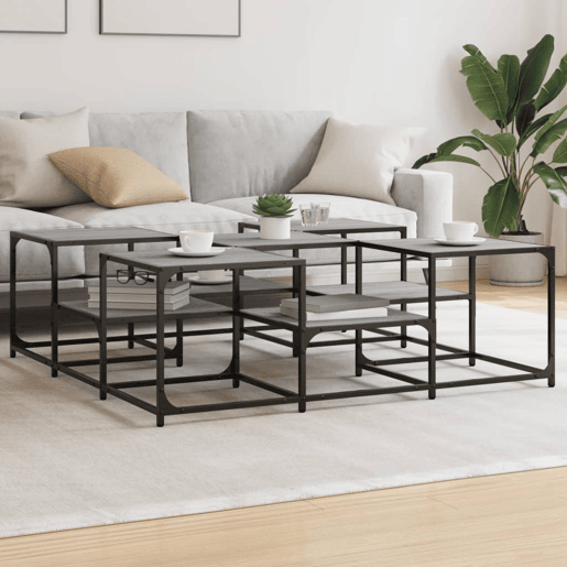Mesa de Centro, Mesa baixa, 121x121x40 cm derivados madeira cinzento sonoma