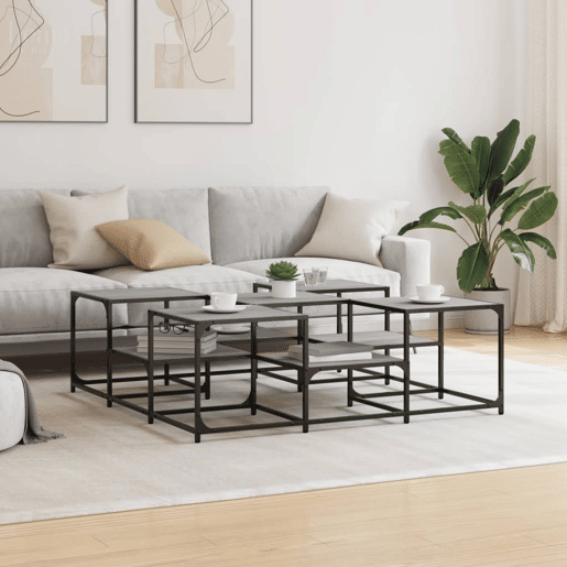 Mesa de Centro, Mesa baixa, 121x121x40 cm derivados madeira cinzento sonoma