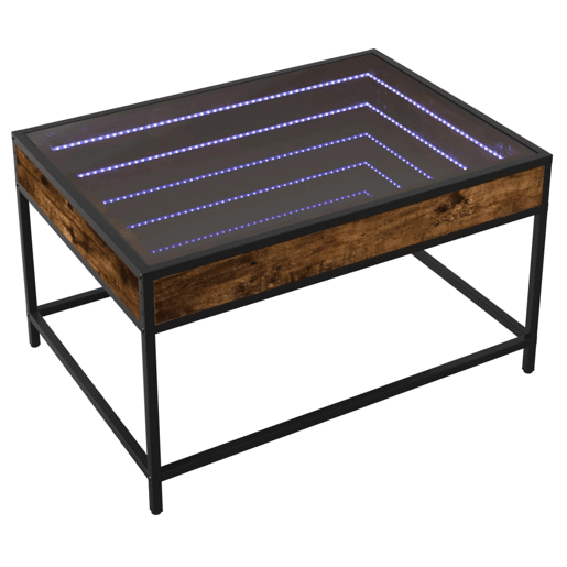 Mesa de Centro, Mesa baixa, luzes LED Infinity 70x50x41 cm carvalho fumado