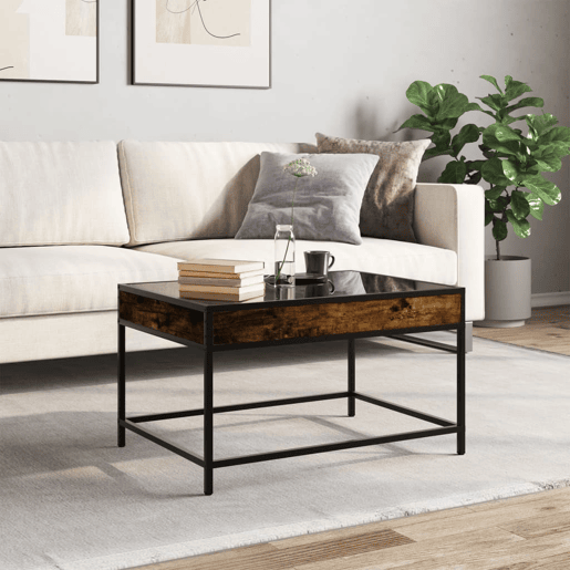 Mesa de Centro, Mesa baixa, luzes LED Infinity 70x50x41 cm carvalho fumado