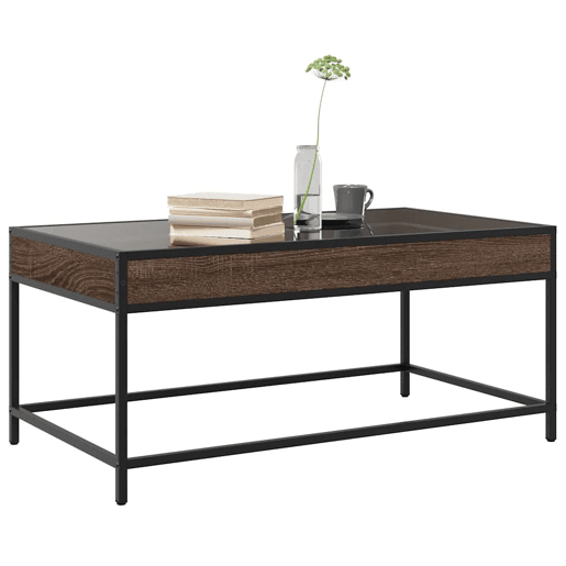 Mesa de Centro, Mesa baixa, luzes LED Infinity 90x50x41 cm carvalho castanho