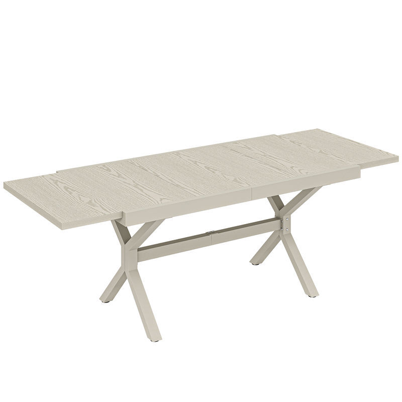 Outsunny mesa de jardín extensible con superficie de aluminio, 154/214x85 cm, mesa de comedor exterior extensible rectangular con imitación madera