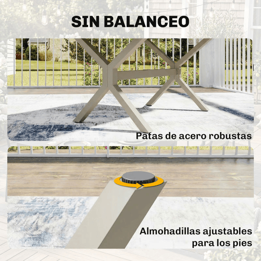 Outsunny Mesa de Jardim Extensível com Superfície de Alumínio, 154214x85 cm, Mesa de Jantar Exterior Extensível Retangular com Acabamento a Imitar Madeira para 8-10 Pessoas, para Pátio, Terraço, Cinzento Claro