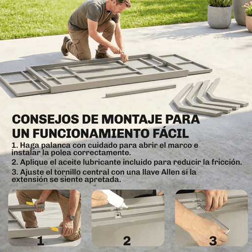 Outsunny Mesa de Jardim Extensível com Superfície de Alumínio, 154214x85 cm, Mesa de Jantar Exterior Extensível Retangular com Acabamento a Imitar Madeira para 8-10 Pessoas, para Pátio, Terraço, Cinzento Claro